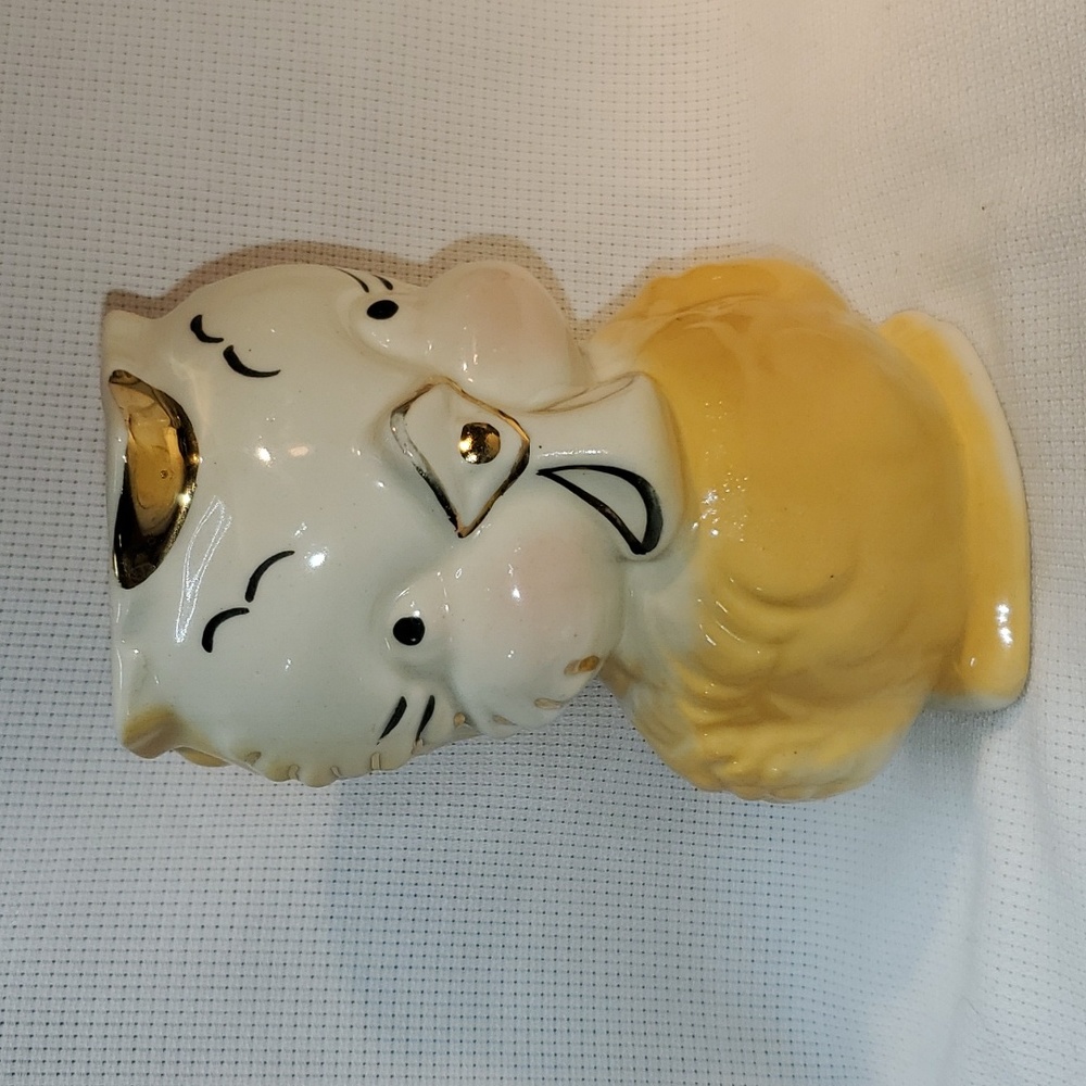 Vintage 1950's Shawnee Ceramic PInk Bird Owl Chick PItcher Creamer 6"  Gold Trim